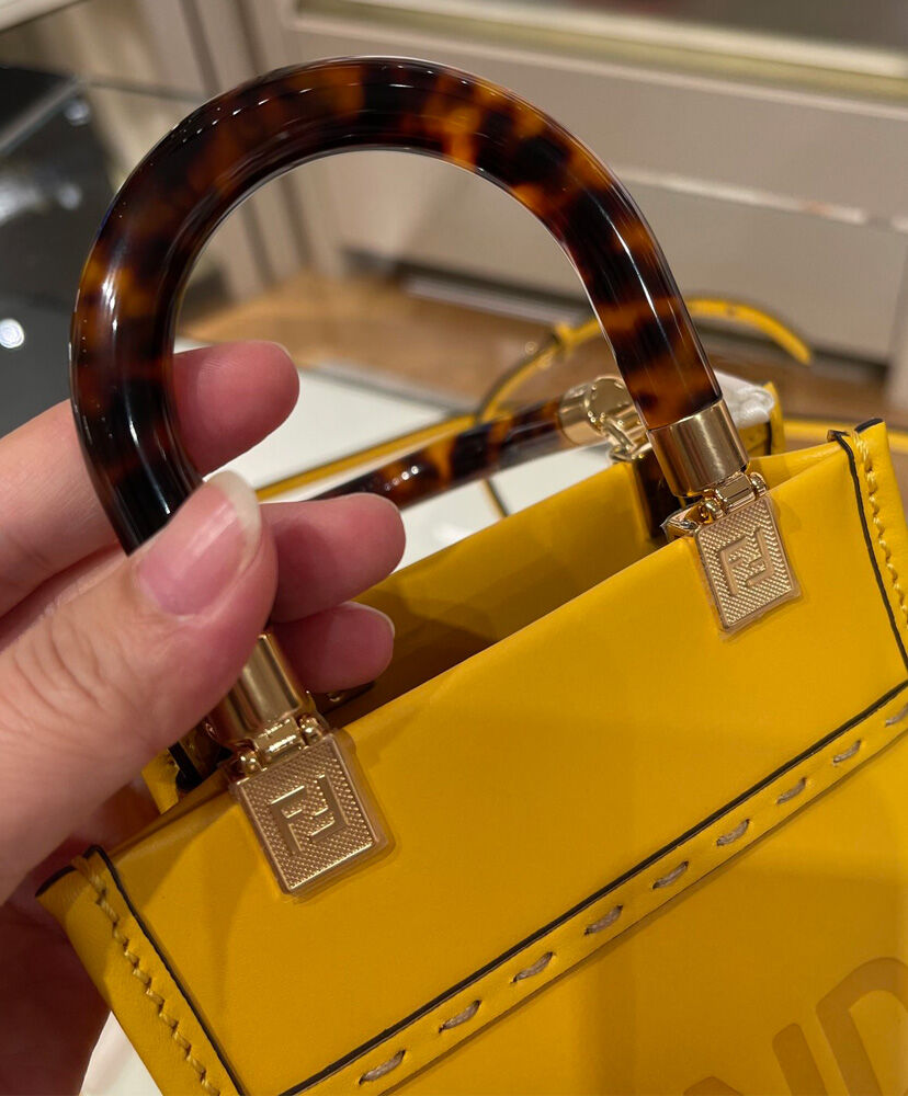 Fendi Mini Sunshine Shopper Bag 8BS051 Yellow